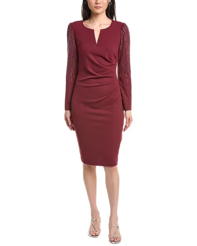 Joseph Ribkoff Rhinestone-embellished Midi Dress In Red