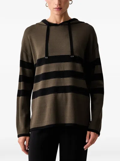 Joseph Ribkoff Rhinestone-embellished Striped Hoodie In Brown