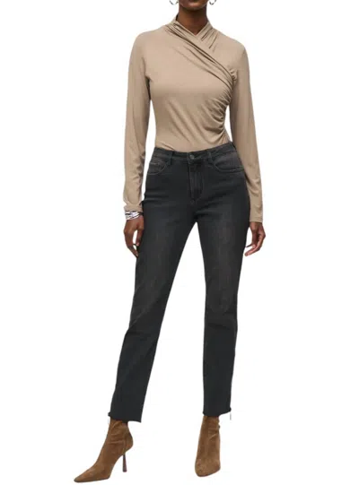 Joseph Ribkoff Rhinestones And Mesh Detail Jean In Charcoal Grey