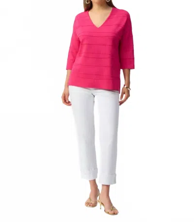 Joseph Ribkoff Jacquard Sweater Knit Pullover In Geranium In Pink