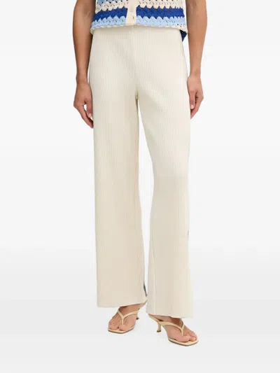 Joseph Ribkoff Ribbed Wide-leg Trousers In White
