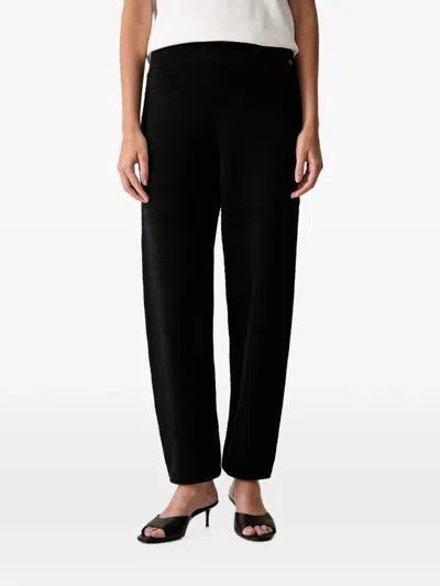 Joseph Ribkoff Ribbed-knit Logo-plaque Track Pants In Black