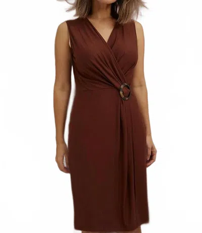 Joseph Ribkoff Ring Ornament Dress In Brown In Burgundy
