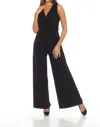Joseph Ribkoff Ruched Belted Sleeveless Wide Leg Jumpsuit In Black