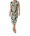 Joseph Ribkoff Leaf Print Wrap Style Dress In Black Multi In Black