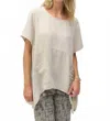 Joseph Ribkoff Ruched Boxy Gauze Top In Moonstone In Neutral