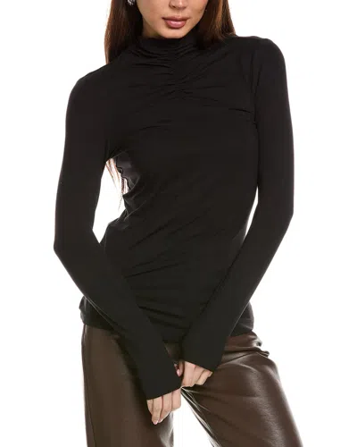 Joseph Ribkoff Ruched Mock Neck Top In Black