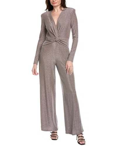 Joseph Ribkoff Ruched-front Metallic Jumpsuit In Gray