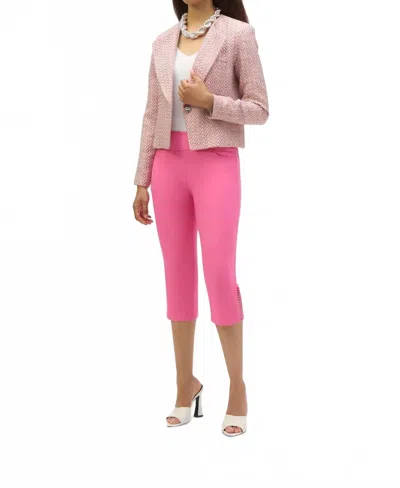 Joseph Ribkoff Ruffle Ankle Cropped Pants In Bubble Gum In Multi