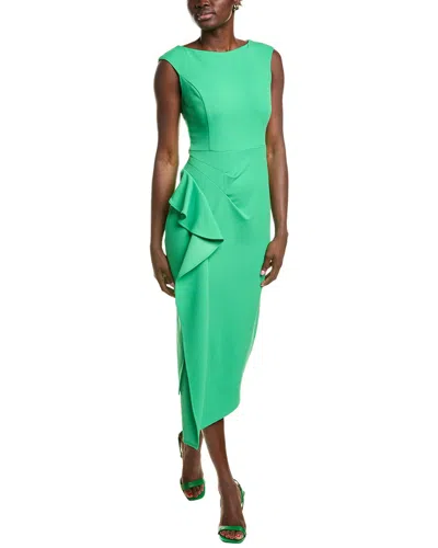 Joseph Ribkoff Ruffle Drape Midi Dress In Green