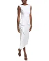 Joseph Ribkoff Ruffle Drape Midi Dress In White