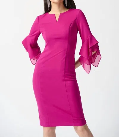 Joseph Ribkoff Ruffle Sleeve Sheath Dress In Opulence In Pink