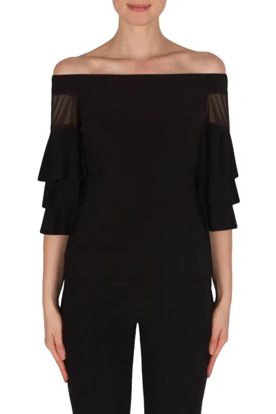 Joseph Ribkoff Ruffle Sleeve Top In Black