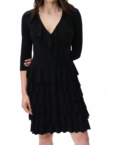 Joseph Ribkoff Ruffle Tiered Dress In Black