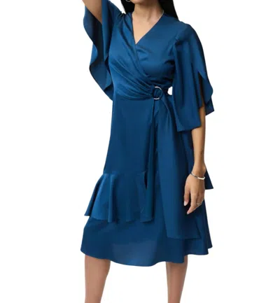Joseph Ribkoff Ruffled & Wrap Dress In Nightfall In Multi