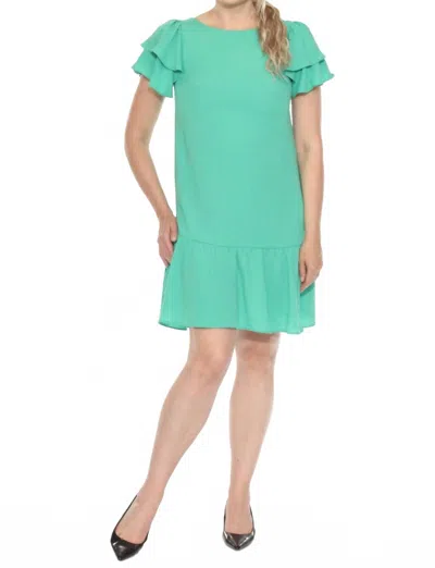 Joseph Ribkoff Ruffled Flounce Mini Shift Dress In Garden Green