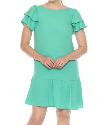 Joseph Ribkoff Ruffled Flounce Shift Dress In Garden Green