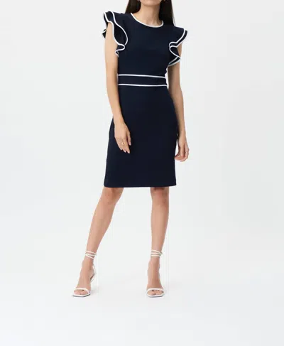 Joseph Ribkoff Ruffled Sleeve Sheath Dress In Midnight Blue