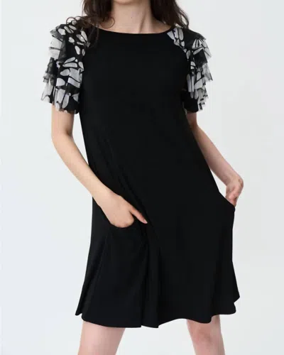 Joseph Ribkoff Ruffled Sleeves Mini Dress In Black