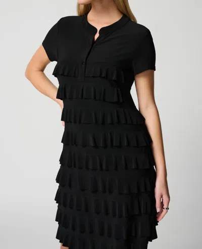 Joseph Ribkoff Ruffled T-shirt Style Dress In Black