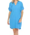Joseph Ribkoff Ruffled V-neck Shift Dress In French Blue In Blue