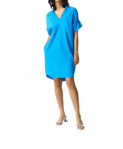 Joseph Ribkoff Ruffled V-neck Shift Dress In French Blue
