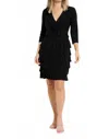 Joseph Ribkoff Ruffled Wrap Mini Dress In Black In Black