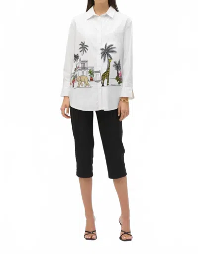 Joseph Ribkoff Safari Print Blouse In White / Multi