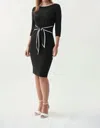 Joseph Ribkoff Sash Waisted Midi Dress In Black/white In Black