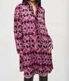 Joseph Ribkoff Satin A-line Dress In Black Multi In Multi