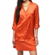 Joseph Ribkoff Satin Button-down Roll-tab Satin Blouse In Lava Orange In Red