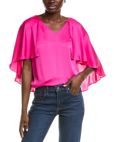 Joseph Ribkoff Satin Cape Back Top In Pink