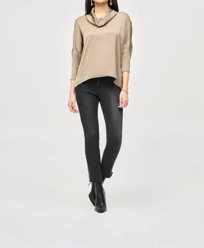 Joseph Ribkoff Satin Cowl Collar Top In Java In Multi