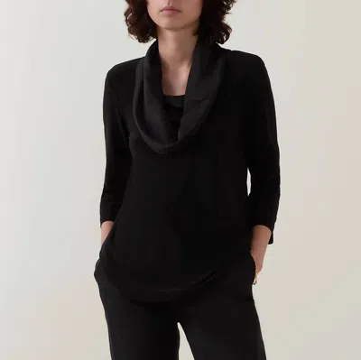 Joseph Ribkoff Satin Cowl Long Sleeve Top In Black