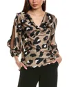 Joseph Ribkoff Cheetah Print Blouse In Black Multi In Grey