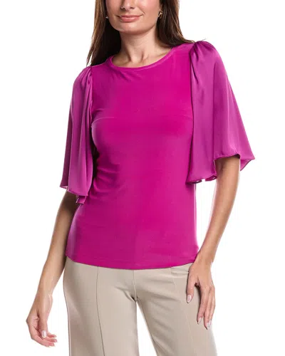 Joseph Ribkoff Satin Flutter Sleeve Top In Purple