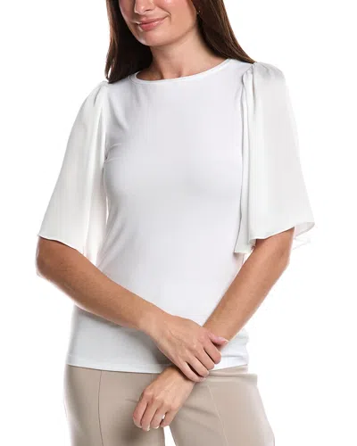 Joseph Ribkoff Satin Flutter Sleeve Top In White