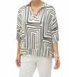 Joseph Ribkoff Satin Geometric Print Boxy Top In Cream / Black In White