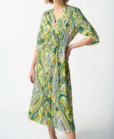 Joseph Ribkoff Satin Paisley Print Shirt Dress In Vanilla/multi
