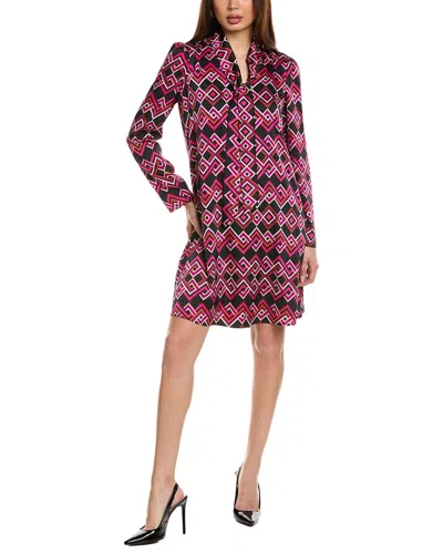 Joseph Ribkoff Satin Scarf Neck Shift Dress In Pink