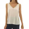 Joseph Ribkoff Satin Sleeveless With Rhinestone Trim Top In Vanilla In White