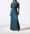 Joseph Ribkoff Satin Trumpet Gown In Twilight In Multi