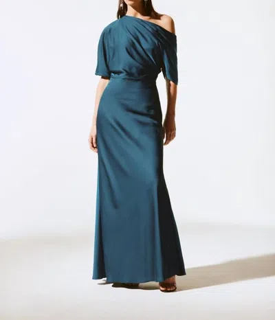 Joseph Ribkoff Satin Trumpet Gown In Twilight In Multi
