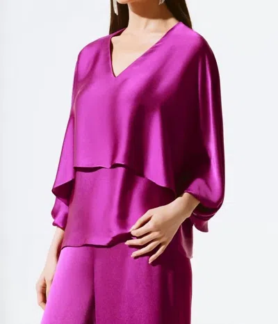 Joseph Ribkoff Satin V Neck Layered Top In Empress In Multi