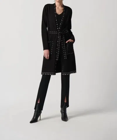 Joseph Ribkoff Satine Sweater Knit Studded Contour Cover-up In Black