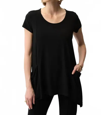 Joseph Ribkoff Scoop Neck Handkerchief Tunic Top In Black