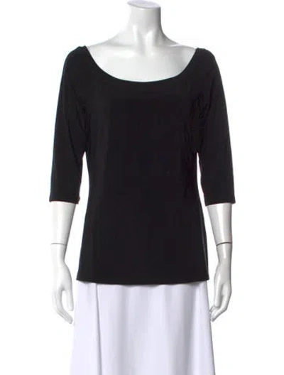 Pre-owned Joseph Ribkoff Scoop Neck Three-quarter Sleeve Top In Black