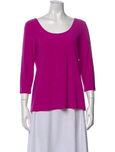 Pre-owned Joseph Ribkoff Scoop Neck Three-quarter Sleeve Top W/ Tags In Purple