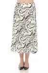 Joseph Ribkoff Scribble Print Pleated Pull On Midi Skirt In Vanilla/black In White