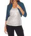 Joseph Ribkoff Scuba Crepe 3/4 Sleeves Fitted Bolero In Twilight